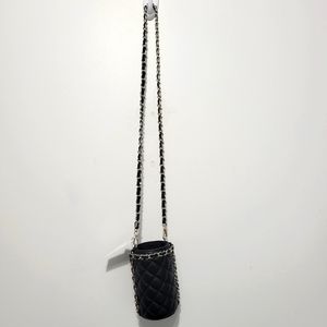 NWT White House Black Market Black Quilted Water Bottle Holder with Strap